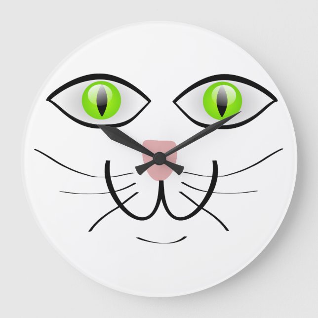 Relógio Grande carinhas engraçadas de gatos (Frente)