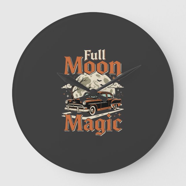 Relógio Grande Carro Antigo Mágico Lua Cheia Halloween (Frente)