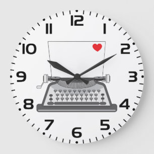 Relógio Grande Carta de Amor de Máquina de Escrever Antiga