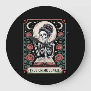 Relógio Grande Cartão de Tarot de Halloween True Crime Junkie
