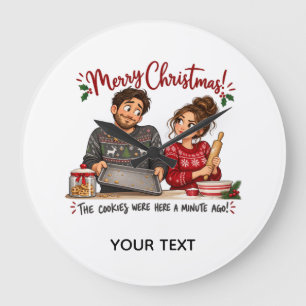 Relógio Grande Cartão Personalizado de Natal com Biscoitos Engraç