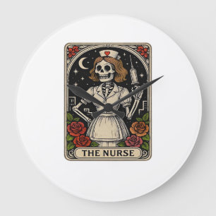Relógio Grande Cartão Tarot Esqueleto Enfermeira Engraçada Roupa