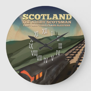 Relógio Grande Cartaz de Viagem de Locomotiva da Escócia