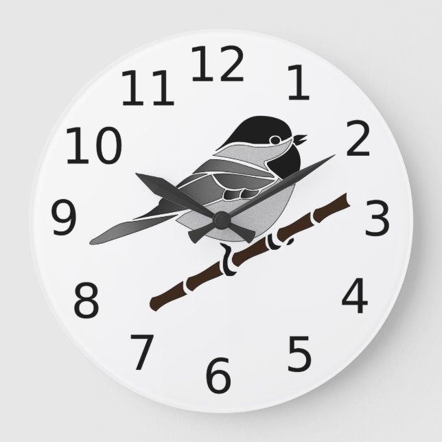 Relógio Grande Cartoon Adorable Carolina Chickadee (Frente)