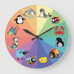 Relógio Grande cartoon animals for kids