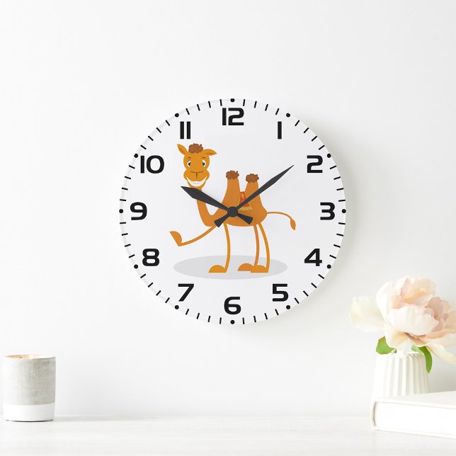 Relógio Grande Cartoon Camel Smiling Desert Animal Character (Criador carregado)