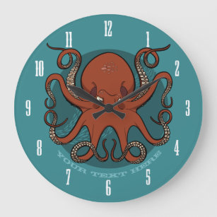 Relógio Grande Cartoon De Octopus Vermelho Fiergo Tentáculos Com