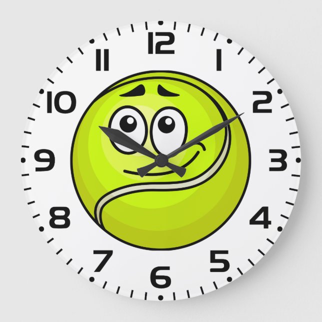 Relógio Grande Cartoon Tennis Ball Emoji Face Happy Sports (Frente)