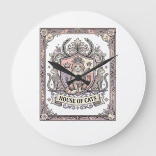 Relógio Grande Casa De Gatos Brasão De Armas De Heraldaria De Gat