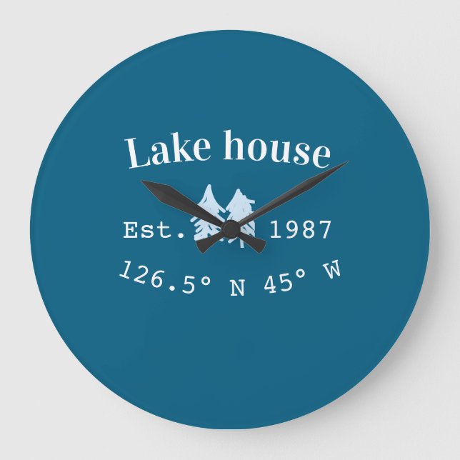Relógio Grande Casa de lago ets. Data ano coordenadas personaliza (Frente)