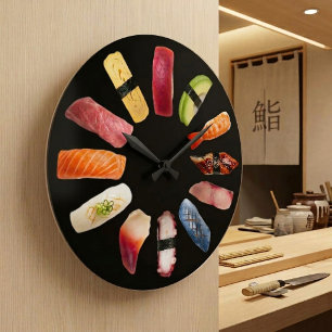 Relógio Grande Casa Divertida de Sushi Colorido e Saboroso Nigiri