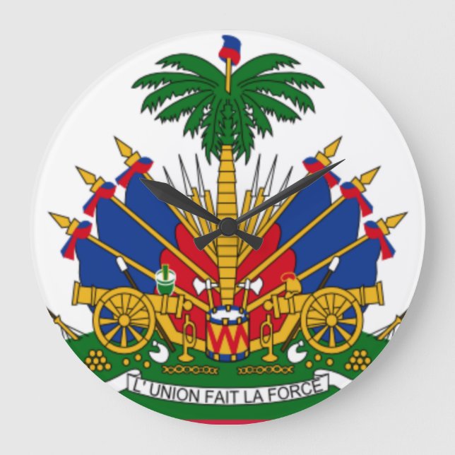 Relógio Grande Casaco de armas do Haiti Flag  (Frente)