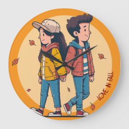 Relógio Grande Casal com as mãos caminhando juntas no outono