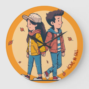Relógio Grande Casal com as mãos caminhando juntas no outono