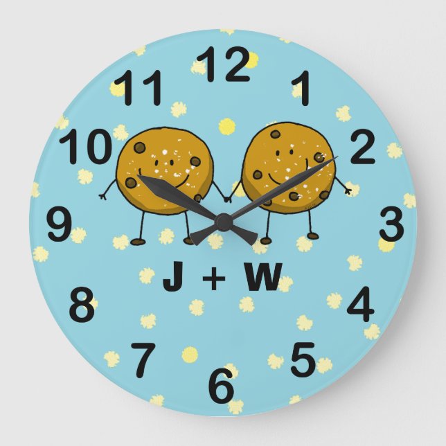 Relógio Grande Casal Cookie charmoso personalizado (Frente)