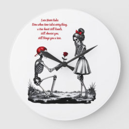 Relógio Grande Casal de Esqueletos Amor Nunca Desvanece