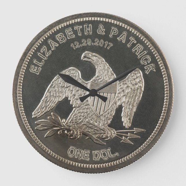 Relógio Grande Casamento Ou Aniversário De 1865 Dólares De Prata (Frente)