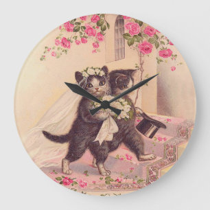 Relógio Grande Casamento vintage Cats Bride e Groom