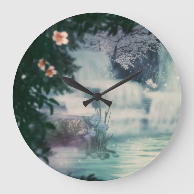 Relógio Grande Cascata de queda de água fantasia (Frente)