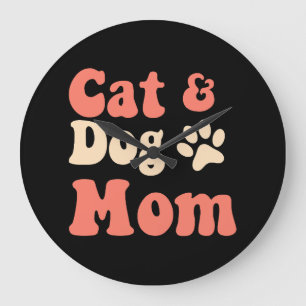 Relógio Grande Cat Dog Mãe