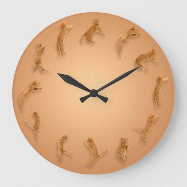 Relógio Grande Cat O'Clock Wall Clock (Frente)
