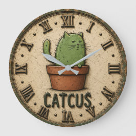Relógio Grande Catcus Funny Cactus Cat