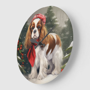 Relógio Grande Cavalier King Charles Spaniel Cachorro Natal
