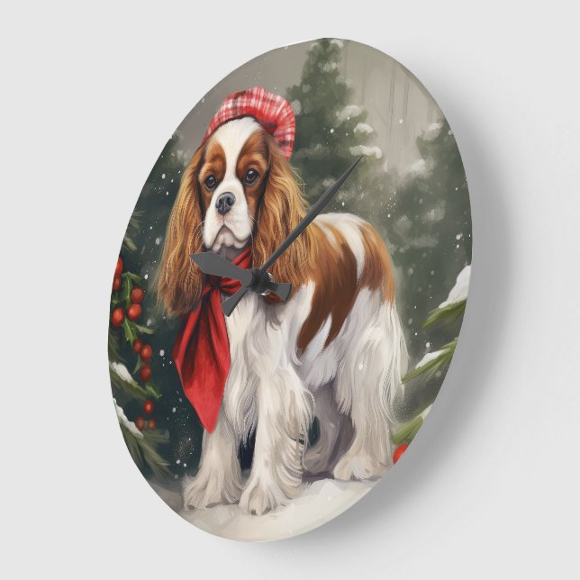 Relógio Grande Cavalier King Charles Spaniel Cachorro Natal (Ângulo)