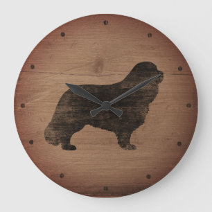 Relógio Grande Cavalier King Charles Spaniel Silhouette Rustic