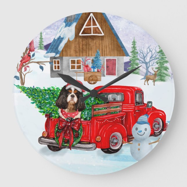 Relógio Grande Cavalier King Dog Em Neve De Caminhão No Parto De  (Frente)