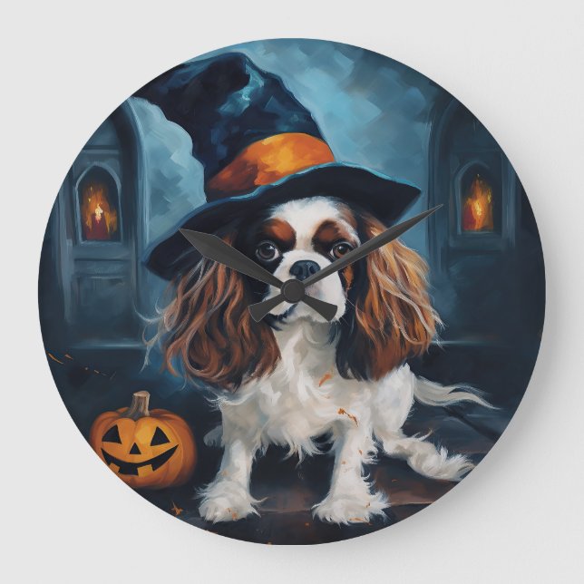 Relógio Grande Cavalier King Pumpkins Halloween Scary (Frente)