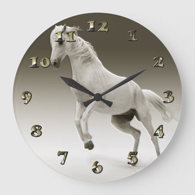 Relógio Grande Cavalo da égua branca equestre (Frente)