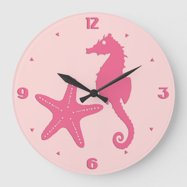 Relógio Grande Cavalo-da-praia - tons de rosa-coral (Frente)