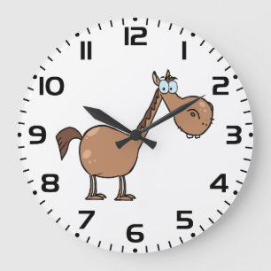 Relógio Grande Cavalo Derpy Engraçado Garanhão Marrom Tolo