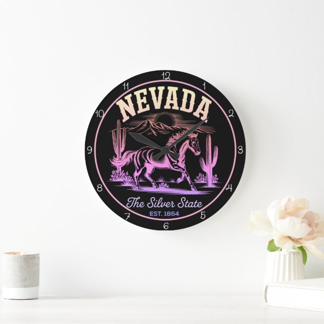 Relógio Grande Cavalo do Estado Prateado de Nevada  (Lar)