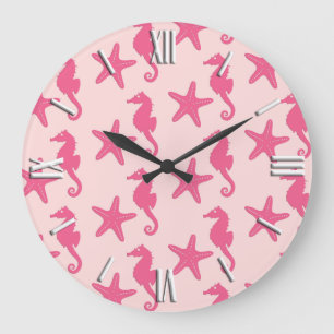 Relógio Grande Cavalo-do-mar e peixe-estrela - coral rosa