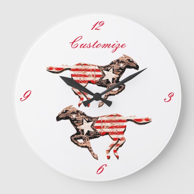 Relógio Grande Cavalo Sinalizador Americano Executando Thunder_Co (Frente)