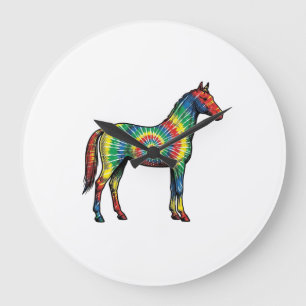 Relógio Grande Cavalo Tie Dye Ilustração Antiga Arte Vetorial