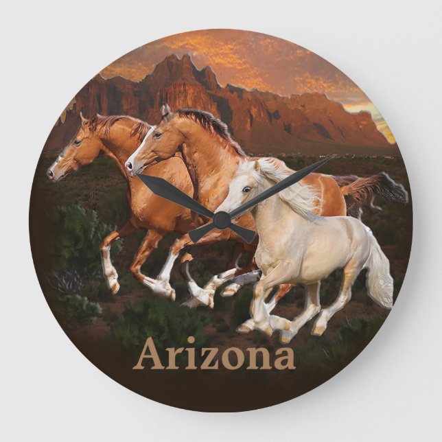 Relógio Grande Cavalos Selvagens (Frente)