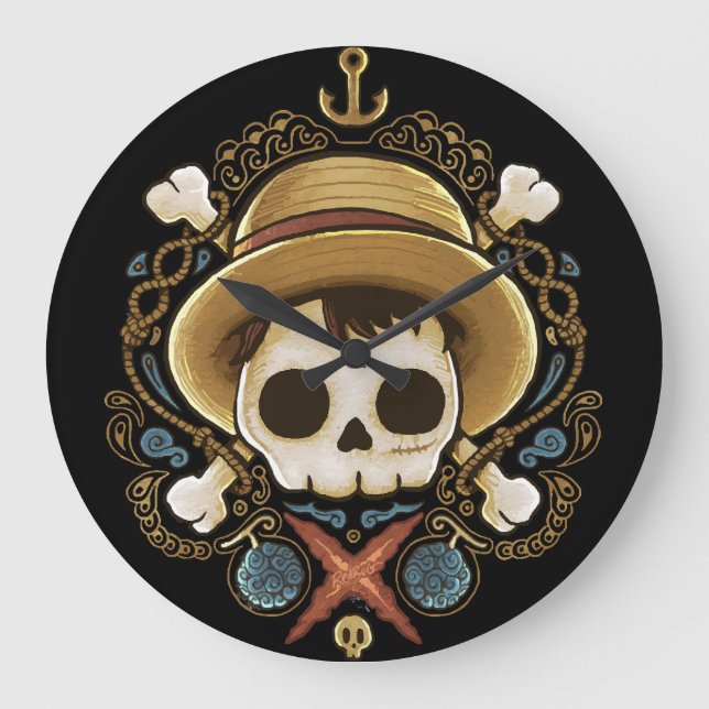 Relógio Grande Caveira de Pirata (Frente)