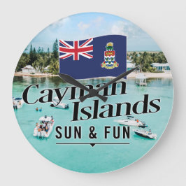 Relógio Grande "Cayman Islands Sun & Fun" Com Bandeira