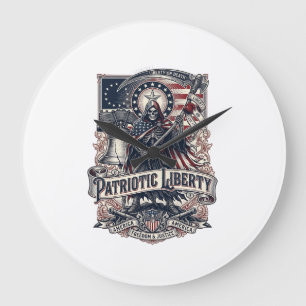 Relógio Grande Ceifador da Liberdade Patriótica Esqueleto Patriot