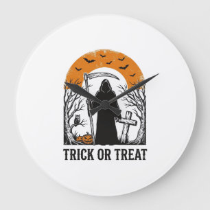 Relógio Grande Ceifador de Halloween Truque ou Tratamento Vintage