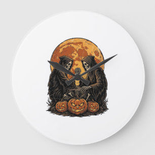 Relógio Grande Ceifeiros Vintage de Halloween Desenho de Abóbora