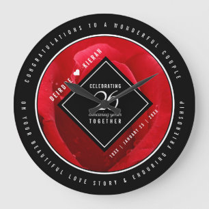 Relógio Grande Celebração do Aniversário de Casamento do Rosa Ele