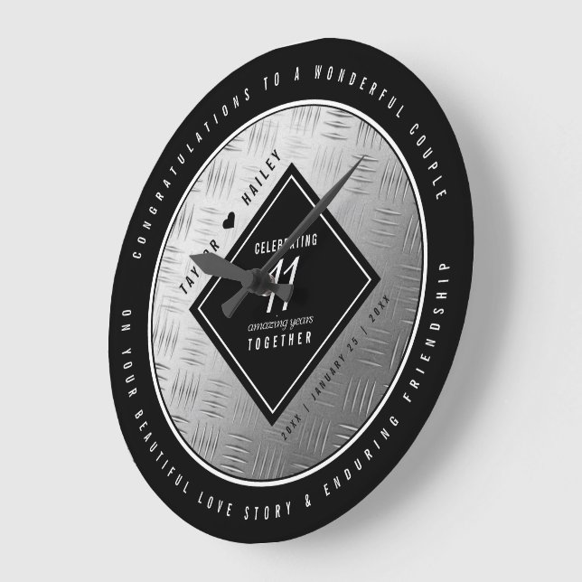 Relógio Grande Celebração do Aniversário do Casamento de Aço Eleg (Ângulo)