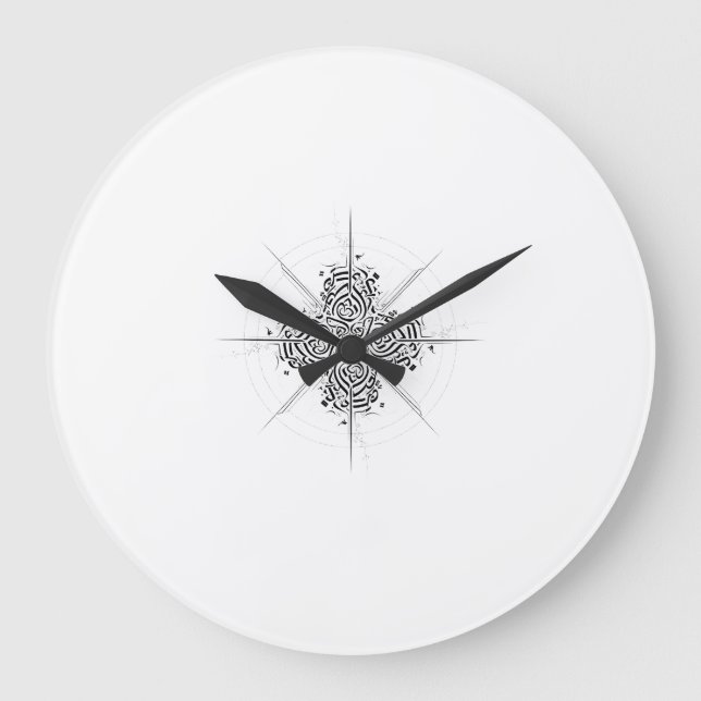 Relógio Grande Celestial Calligraphy Mandala - Premium Wall Clock (Frente)