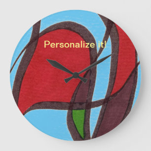 Relógio Grande Células ligeiramente curvas em vermelho, azul, cas