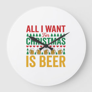 Relógio Grande Cerveja de Natal Design Divertido de Bebida de Fer