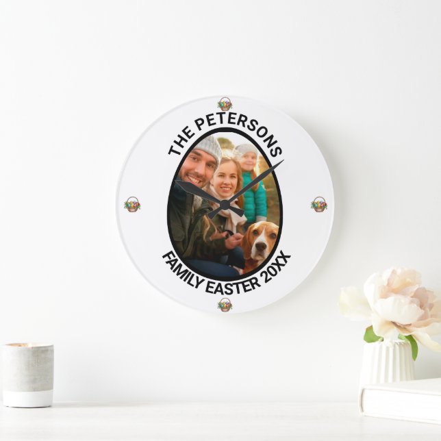 Relógio Grande Cesto de Ovos de Fotografia da Páscoa Personalizad (Lar)